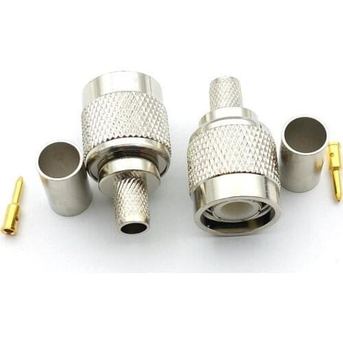 50pcs copper TNC Male Plug RF Coax Connector Crimp For Cable RG58 RG142 RG400 LMR195
