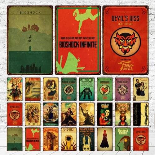 Movie Metal Plaque Bioshock Infinite Vintage Tin Sign Metal Plate Retro Art Wall Sticker Home Decoration Bar Bar Club Cinema