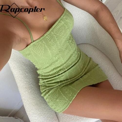 Rapcopter Hook Flower Mini Dress Sexy Backless Slim Dress Women Beach Cami Dress Harajuku Short Dress Knitted Dress Party Dress