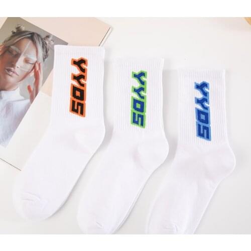 Korean Style Fashion Funny Men and Women Socks Letter YYDS Socks with Print Basketball Sports Harajuku Socks White Popsocket