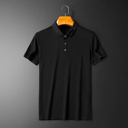 2021 Summer Mens Lapel POLO Shirt Short Sleeve T-shirt Fashion Slim Embroidered Base Shirt