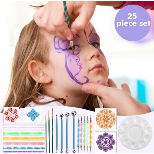 25pcs Multifunction DIY Mandala Dotting Tools Set Embossing Drawing Stylus Pens for Rocks Pottery Stone Painting Handwork Decor