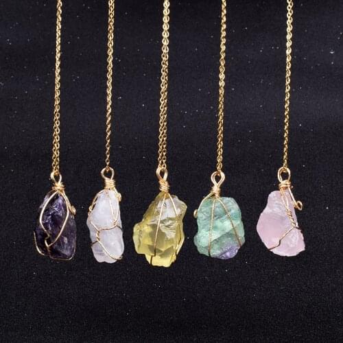 Natural Amethysts Fluorite Necklaces Women Fashion Purple Crystal Quartzs Energy Stone Healing Necklace Gem Meditation Jewelry