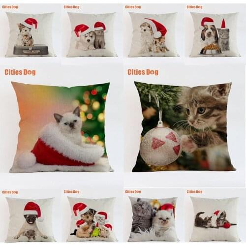 Pillows cushion cover new Year decoration cushions Pillow cover Animal cats christmas decorations for home cojines almofada