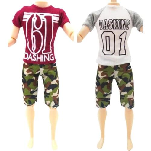 NK 2 Pcs/Set Prince Ken Doll Clothes Fashion Suit Cool Outfit For Barbie Boy KEN Doll Best Childrens Birthday Presents Gift