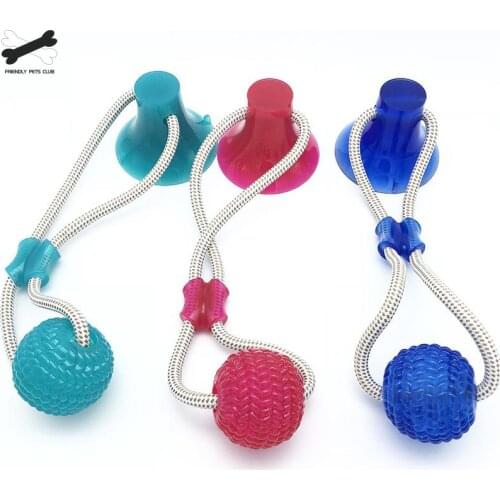 Pet Training Toys For Cats Dogs Interactive Suction Cup Push Ball Toys Elastic Ropes Pet Tooth Cleaning Chewing IQ Exercise