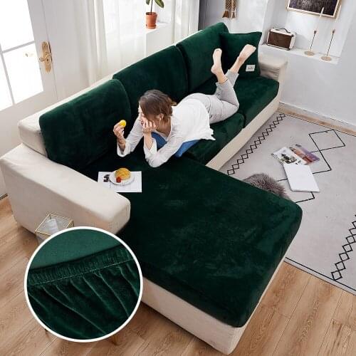 Solid Color Velvet Navy Sofa Seat Cushion Cover for Living Room Decor Couch Mattress Slipcover for Sitting Backrest Cover