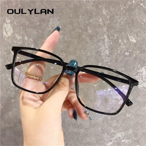 Oulylan Transparent Glasses Frames Women Vintage Optical Frame Fake Eyeglasses Black Spectacles