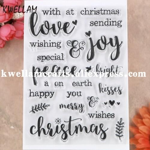 Word Merry Christmas with Love joy peace bright wishes Scrapbook photo cards rubber stamp clear stamp transparent stamp 9112543