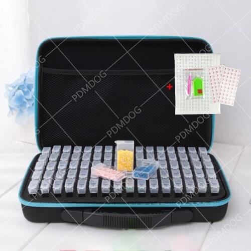 PDMDOG 80 Grids boxs diamond painting Tools Storage box Diamond Embroidery Accessories mosaic Carry Case Container Hand Bag
