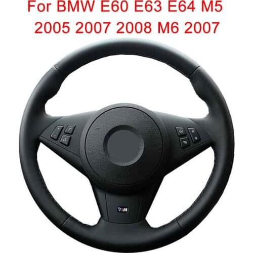 Customize Car Steering Wheel Cover For BMW E60 E63 E64 M5 2005 2007 2008 M6 2007 Leather Braid For Steering Wheel