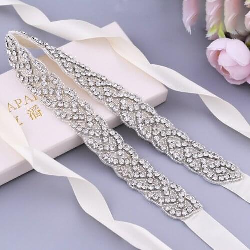 Handmade Stunning Silver Rhinestone Wedding Belt Girdles For Bridal Dress Women Accessories Brides Wedding Dress Sequin Belt