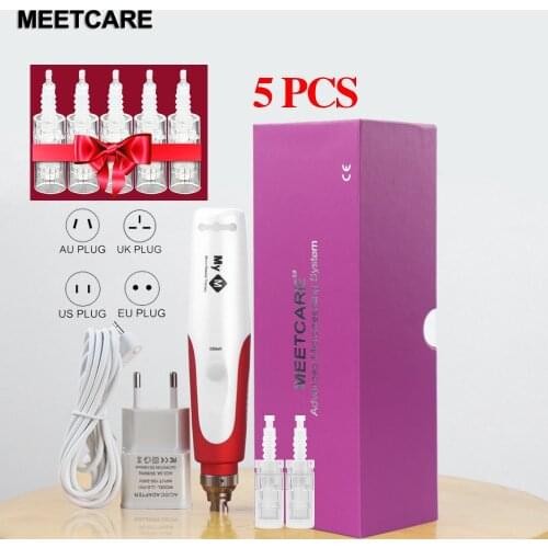 Professional Electric microneedle pen with 5pcs Cartridge needle Efoliate Shrink Pores Mesotherapy Derma Pen Dr Pen Beauty Tools