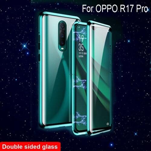 Luxury Magnetic Adsorption Case For OPPO R17 Pro Metal Frame Doubl Sided Glass Cover For OPPO R17Pro Protective Phone Case Shell