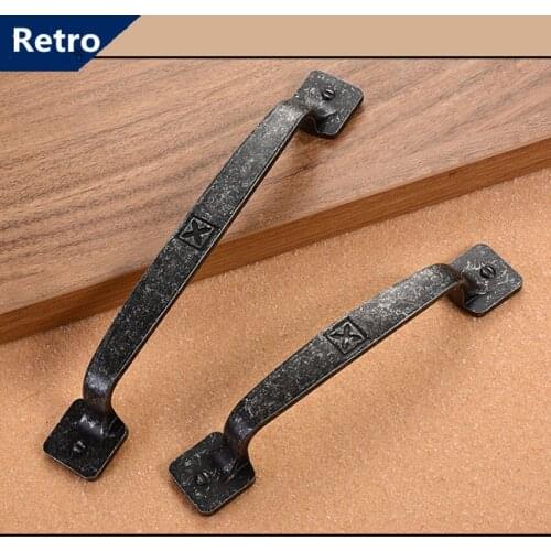 96mm 128mm retro old furniture handle antique iron kitchen cabinet cupboard door handle black antique dresser drawer pull knob