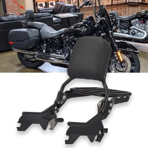 Wsen Detachable Standard Height Passenger Backrest Sissy Bar w/Pad and Rear Sport Luggage Rack For 2018-UP Harley Softail FLDE