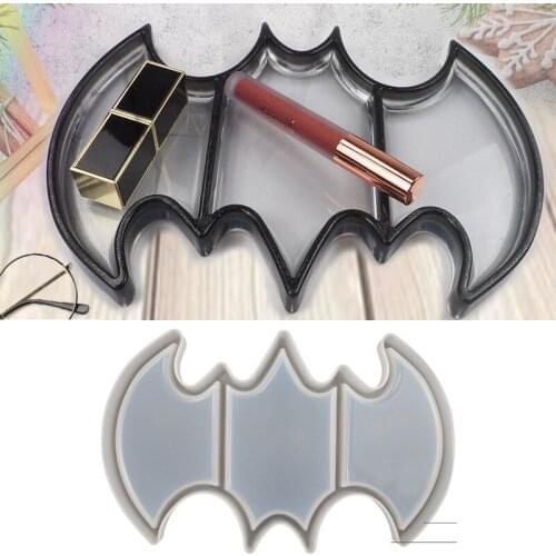 Halloween Bat Jewelry Storage Box Silicone Mould for Diy Handmade Uv Epoxy Plaster Resin Molds Home Decoration Crafts Newest