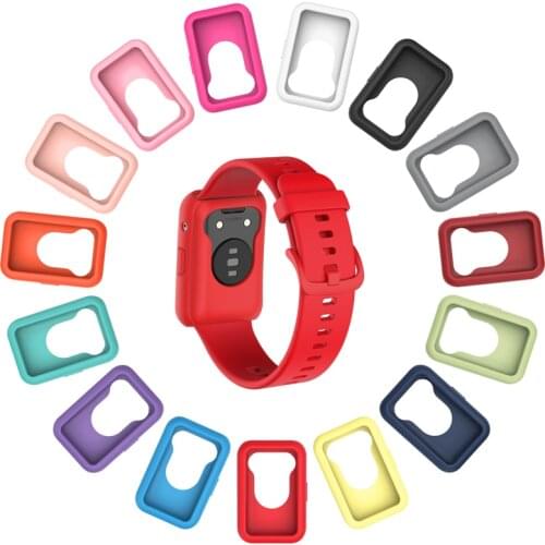 Silicone Soft Glass Screen Protector Smartwatch Case Shell Sleeve For Huawei Watch Fit Frame Protective Bumper Cover Accessories