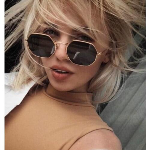 2020 Ladies hexagon sunglasse metal Women Brand Designer Fashion Rimless Clear Ocean Lenses Sun Glasses UV400