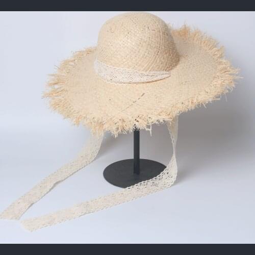 Handmade Parent-Child Straw Sun Hat Large Wide Brim Gilrs High Quality Natural Raffia Panama Beach Straw Sun Caps For Women Girl