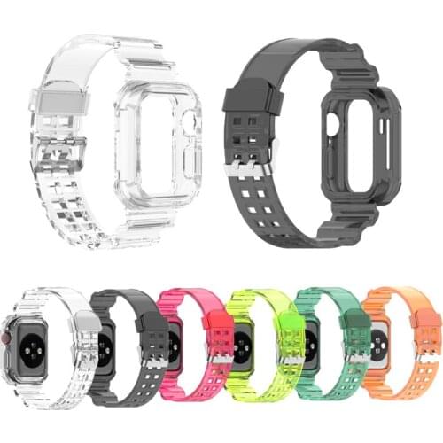 Sport silicone tpu clear Strap For Appel watch band 44mm 40mm Frame Bezel watchband bracelet Bumper for iwatch series 5 4 3 belt