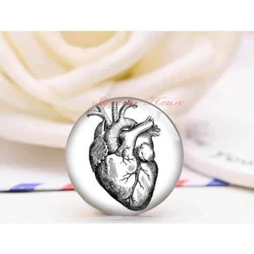 Handmade Round Heart photo glass Cabochons, Jewelry Finding Cameo Pendant Settings, (F008-046)