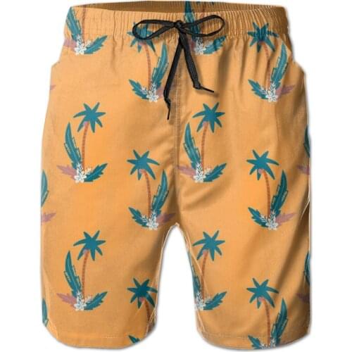 NOISYDESIGNS Coconut Tree Printed Yellow Swimwear Swim Shorts Trunks Beach Board Shorts Swimming Pants Men Running Sports Shorts