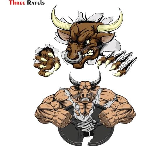 Three Ratels B555 Fearful African Buffalo For Fuel Tank Cap Mirror Decor Decal Waterproof Property Stciekrs