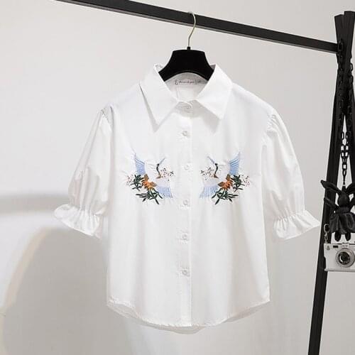 Women Blouse V-neck Chiffon Shirt Printed Short-Sleeved Summer 2020 Vintage Blusas feminina Korean-Style Loose Women Top 08H