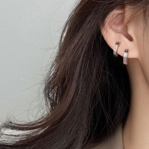 Solid Silver Small Hoop Earrings For Lady Exqusite Rome U-Shape Sterling Silver Ear Cuff Brincos Wedding Jewelry Pendientes