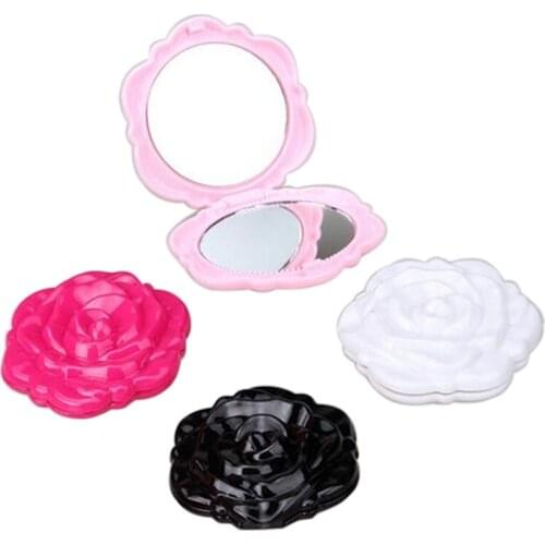 1pc 5 Colors Travel Cute Rose Shape Folding Pocket Mirror Double Sided 3D Makeup Cosmetic Mirror for Makeup Tools