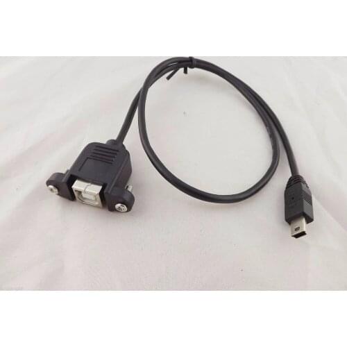1pc USB 2.0 B Female Socket Printer Panel Mount To Mini USB 5Pin Male Cable 50cm