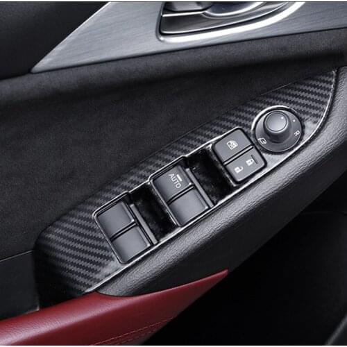 4PCS/Set ABS Carbon Fiber Direction Switch Panel Decorative Cover Sticker for Mazda CX3 CX-32016 2017 Control Switch Accessories