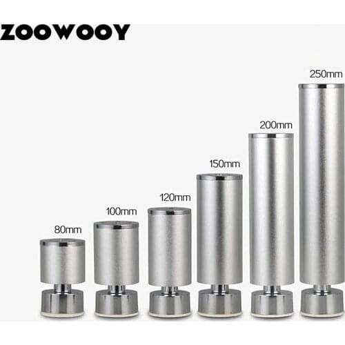 4pcs/set Furniture feet Aluminum alloy Silver Furniture Legs Adjustable Round Shape Feet,for table Sofa leg Cabinet With screws
