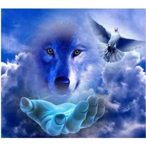 Kexinzu 5D DIY Full Square Round Stone Diamond Painting Cross Stitch Animal Wolf 3D Diamond Embroidery Mosaic Work Hobby Gift