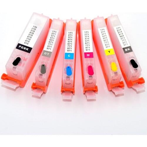 6Colors PGI-470 CLI-471 Refill Ink Cartridge with ARC Chip for Canon PIXMA MG7740 TS8040 TS9040 Printer with Auto Reset Chip