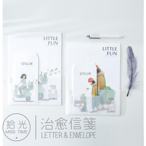 9pcs/Set 3 envelopes + 6 writting paper Little Fun Series Paper Envelope For Gift Korean Stationery