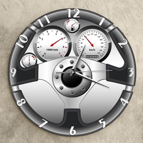 Automobile Artwork Wall Clock Sport Car Steering Wheel And Dashboard Wall Clock Automotive Drive Auto Style Auto Repair Decor
