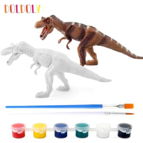 Doldoly DIY Color Painting Animal Dinosaur Brachiosaurus Stegosaurus Tyrannosaurus Rex Model Drawing Kids Children Toys