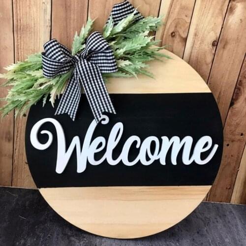 Welcome Wreath Door Hanger Modern Sign Wood for Front Door Home Decor New House Welcoming Holiday Gifts