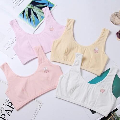 Cartoon printed double-layer quilted underwear female student development period girl wide shoulder underwear cotton small vest