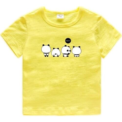 T Shirt Cartoon Print Baby Kids Boys Girls Children Cotton Short Sleeves Summer Clothing Panda Print Tee 100% Cotton Toddler