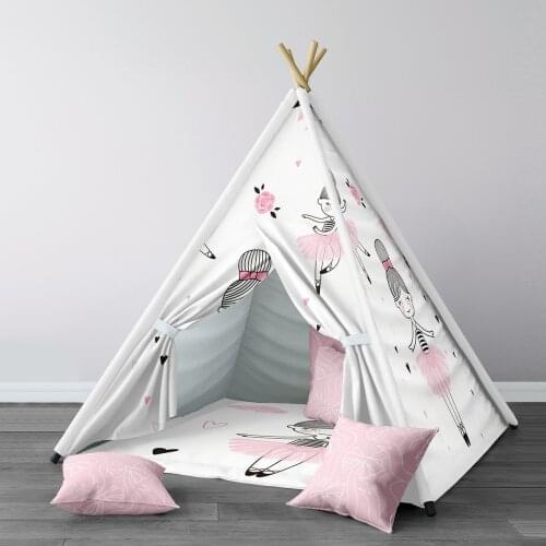 Play Tent for Kids Wigwam Portable Indoor Playground Tents Children Bedrooms Pink Ribbon Model 010