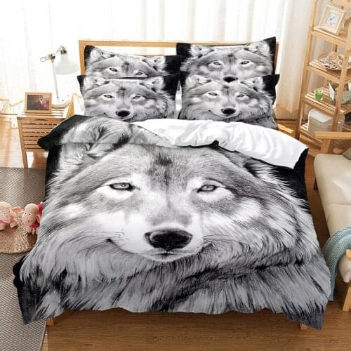 KOTUDENAVY 3D digital printing bedding three piece space jackal tiger leopard set childrens printed quilt cover pillow case