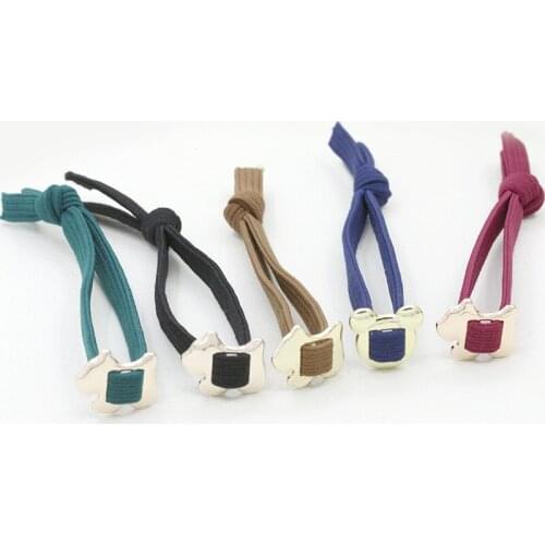 Brown Green Red Black Blue Puppy Dog Bear Button Flat Elastic Hair Bands Accessories Hairwear Ponytail Holder for Women