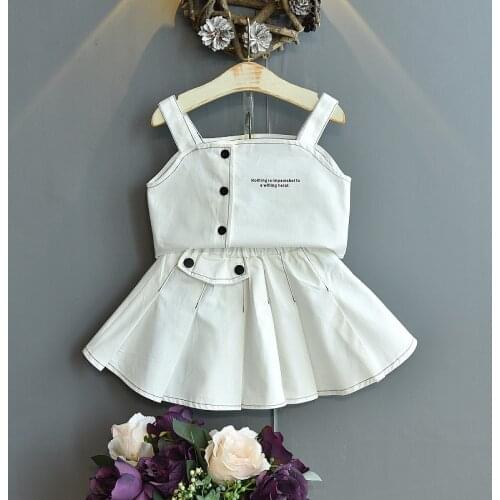 2021 Summer Girls' Clothing Sets New Products Korean Style Camisole Pleated Skirt Two Piece Set toddler girl clothes