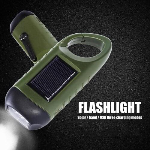 Mini Hand Crank Solar Flashlight Recharge Torch Camping Fishing Emergency LED Flash Light Outdoor Lamp Can Used As Power Bank