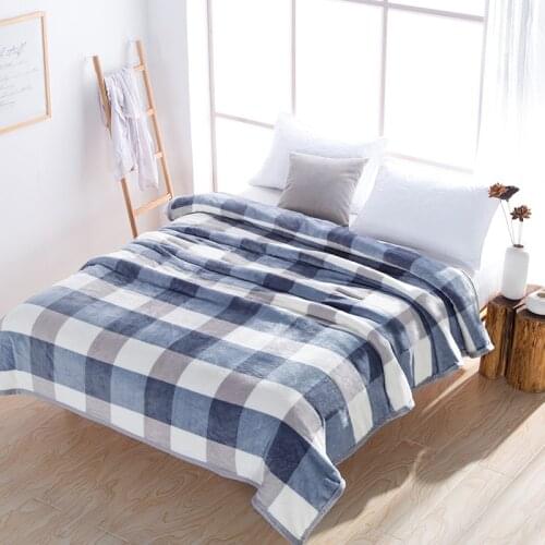 Plaid Soft Warm Coral Fleece Blanket Winter Sheet Bedspread on The Bed Hairy Winter Bed Covers Throw Happy Nappers Decorative