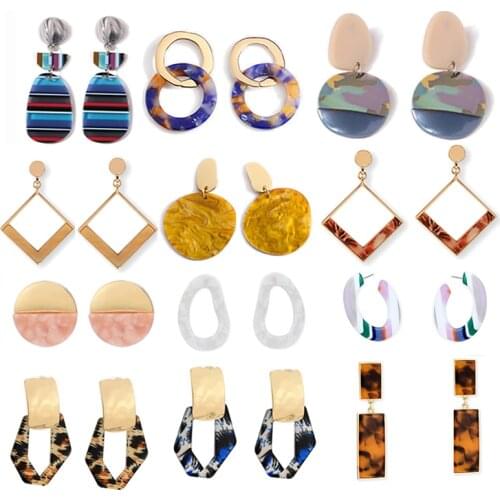 The New Chunky Statement Earrings 2021Fashion Jewelry Gift Acrylic Round Circle Geometric Shape Brincos Variety Of Retro Styles