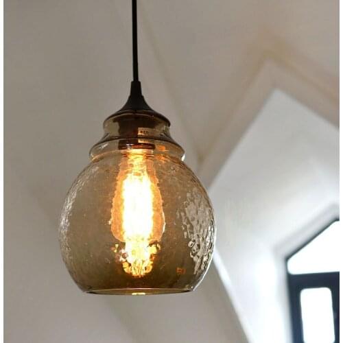 New living room dining room Edison light bulb wavy lampshade handmade glass chandelier